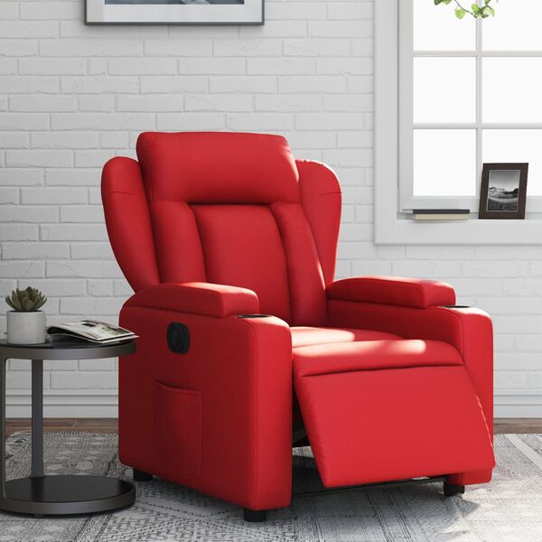 vidaXL Sill&oacute;n reclinable el&eacute;ctrico de cuero sint&eacute;tico rojo