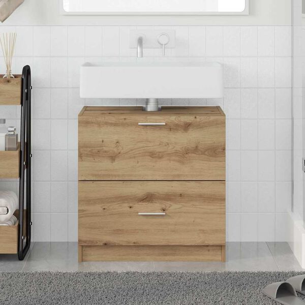 vidaXL Gabinete de Ba&ntilde;o con caj&oacute;n Roble artesanal 59 x 37 x 59 cm