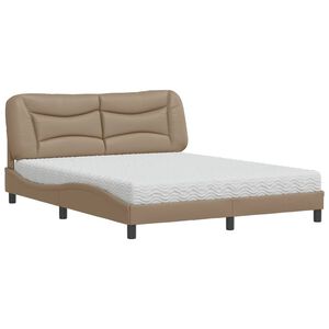 vidaXL Cama con colch&oacute;n Hvar cuero sint&eacute;tico capuchino 160x200 cm