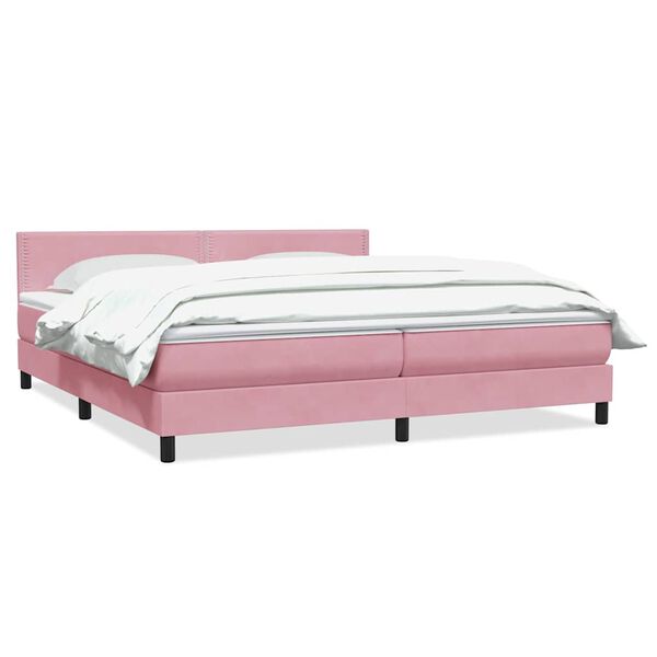 vidaXL Cama box spring con colch&oacute;n terciopelo rosa 180x220 cm