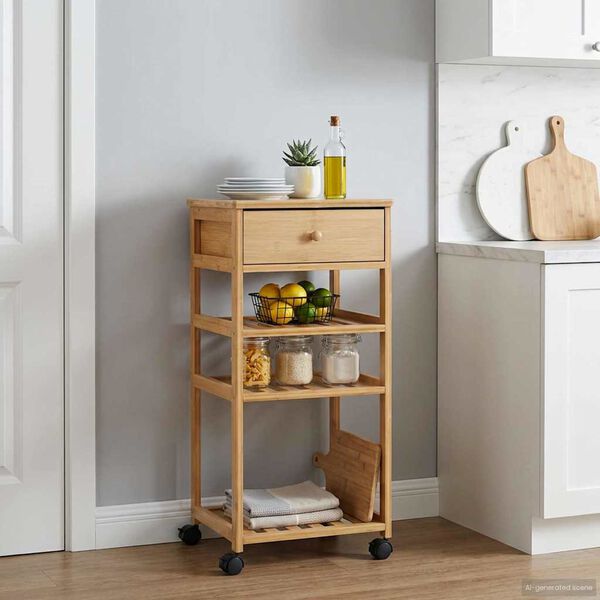 vidaXL Carrito de cocina con ruedas Natural 37 x 36 x 80 cm Bamb&uacute;
