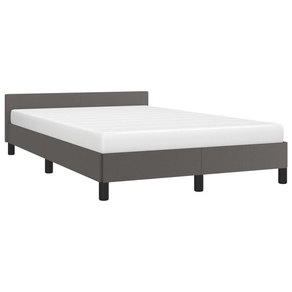 vidaXL Estructura de cama sin colch&oacute;n cuero sint&eacute;tico gris 120x190 cm