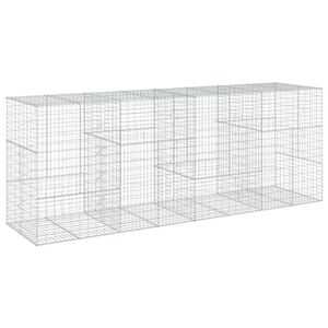 vidaXL Cesta de gaviones con cubierta hierro galvanizado 400x100x150cm