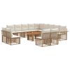 vidaXL Conjunto de sof&aacute;s de jard&iacute;n 14 uds. Natural y Crema
