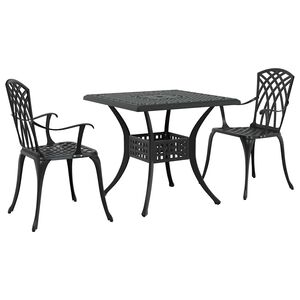 vidaXL Conjunto de mesa de jard&iacute;n 3 pcs Negro Aluminio fundido