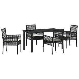 vidaXL Conjunto de Comedor de Jard&iacute;n 5 pcs Negro rat&aacute;n sint&eacute;tico