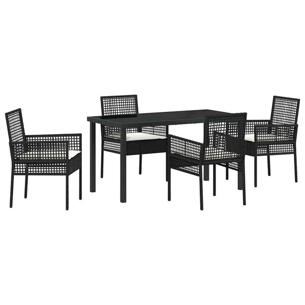 vidaXL Conjunto de Comedor de Jard&iacute;n 5 pcs Negro rat&aacute;n sint&eacute;tico