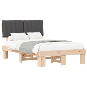 vidaXL Estructura de Cama con Cabecera Tapizada Gris oscuro