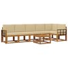 vidaXL Conjunto de sof&aacute;s de exterior 7 uds. Natural y Beige