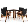 vidaXL Set de comedor de jard&iacute;n 5 pzas rat&aacute;n sint&eacute;tico negro y marr&oacute;n