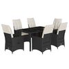 vidaXL Set de comedor de jard&iacute;n 7 pzas y cojines rat&aacute;n sint&eacute;tico negro