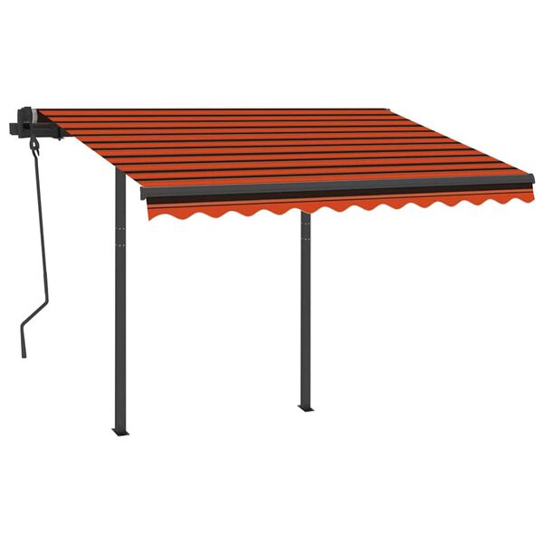 vidaXL Toldo manual retr&aacute;ctil con LED naranja y marr&oacute;n 3,5x2,5 m