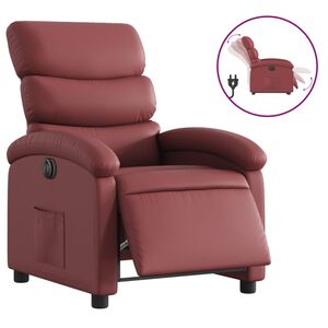 vidaXL Sill&oacute;n reclinable el&eacute;ctrico de cuero sint&eacute;tico rojo tinto