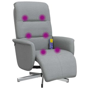 vidaXL Sill&oacute;n reclinable de masaje con reposapi&eacute;s tela gris claro