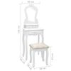 vidaXL Juego de tocador y taburete madera paulownia blanco 50x59x136cm