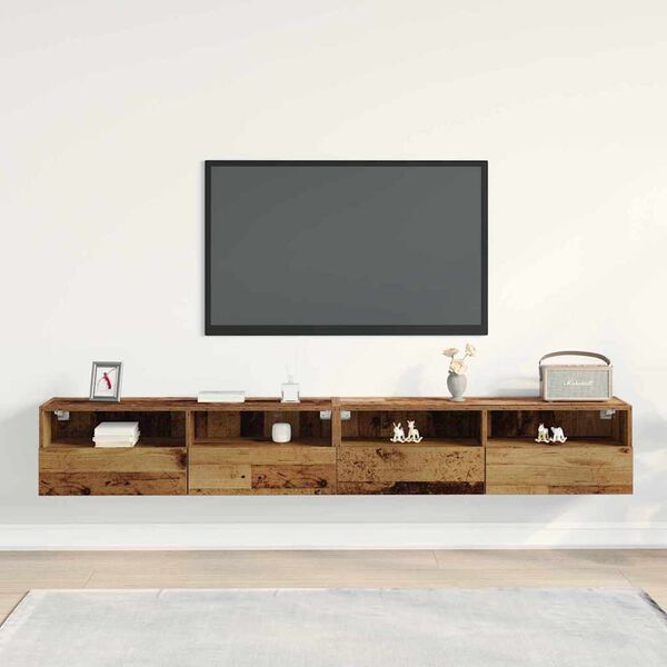 vidaXL Mueble de TV Montado en la Pared 2 pcs Madera Vieja