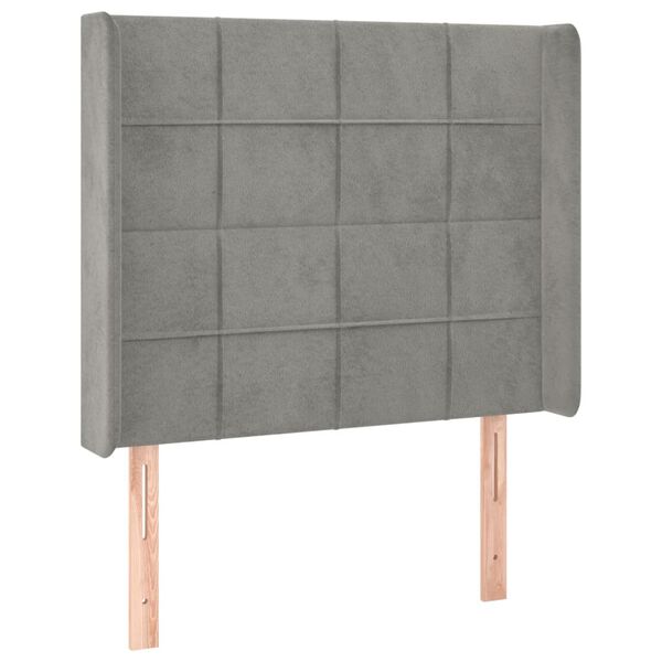 vidaXL Cabecero con LED de terciopelo gris claro 103x16x118/128 cm