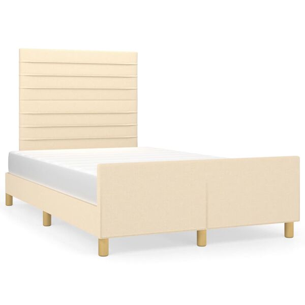 vidaXL Estructura de cama sin colch&oacute;n tela crema 120x200 cm