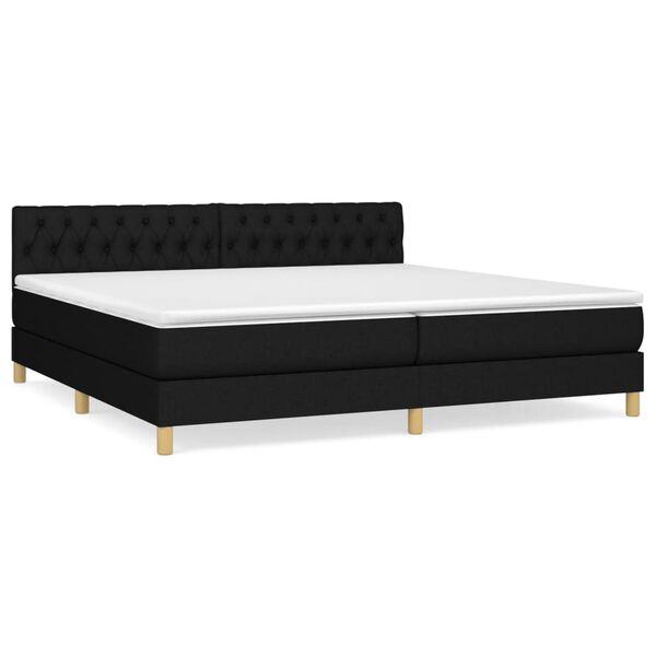 vidaXL Cama box spring con colch&oacute;n tela negro 200x200 cm