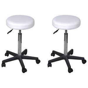 vidaXL Taburetes de oficina 2 uds cuero sint&eacute;tico blanco