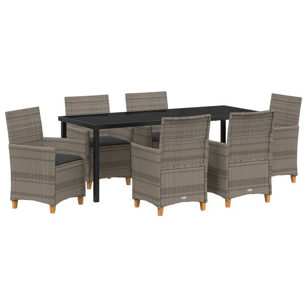 vidaXL Conjunto de Comedor de Jard&iacute;n 7 pcs Gris rat&aacute;n sint&eacute;tico