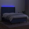 vidaXL Cama box spring colch&oacute;n y luces LED tela azul 140x200 cm