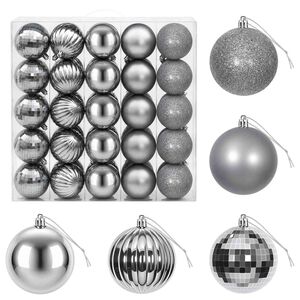 vidaXL Juego de bolas navide&ntilde;as 50 uds. Gris Di&aacute;m. 8 cm Poliestireno