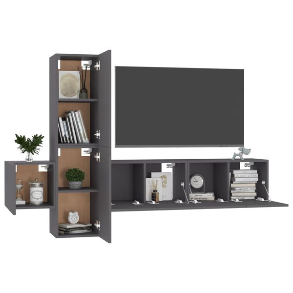 vidaXL Set de muebles de sal&oacute;n 5 piezas madera ingenier&iacute;a gris