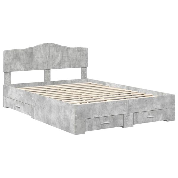 vidaXL Estructura de cama con cabecera Gris Concreto 160 x 200 cm