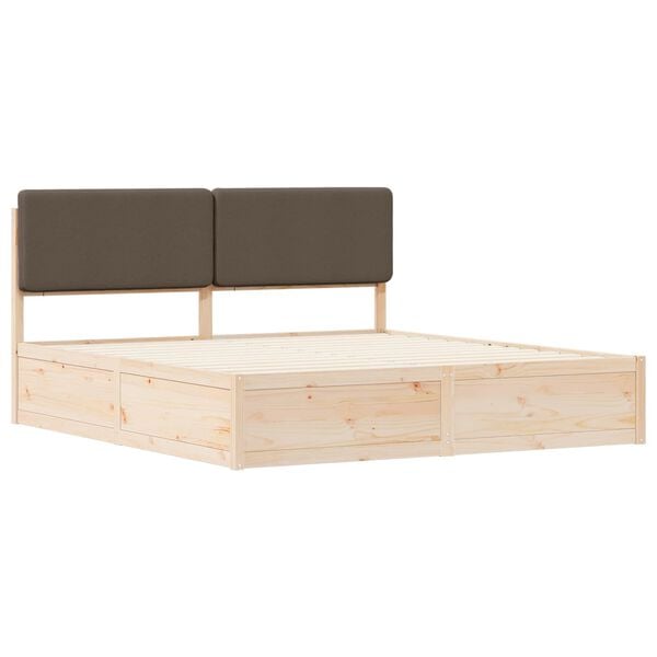 vidaXL Estructura de Cama con Cabecera Tapizada Taup&eacute; 180 x 200 cm