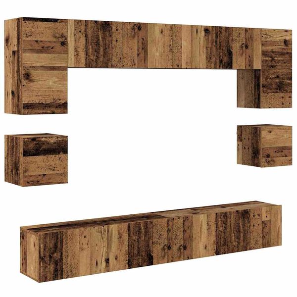 vidaXL Conjunto de mueble de TV 8 pcs Madera envejecida