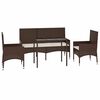 vidaXL Set muebles de jard&iacute;n 4 piezas y cojines rat&aacute;n sint&eacute;tico marr&oacute;n
