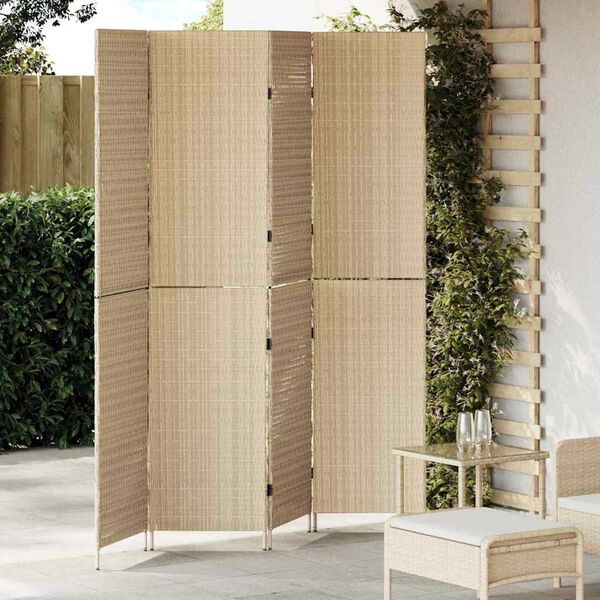 vidaXL Separador de habitaciones Beige 195 x 180 cm ratán sintético