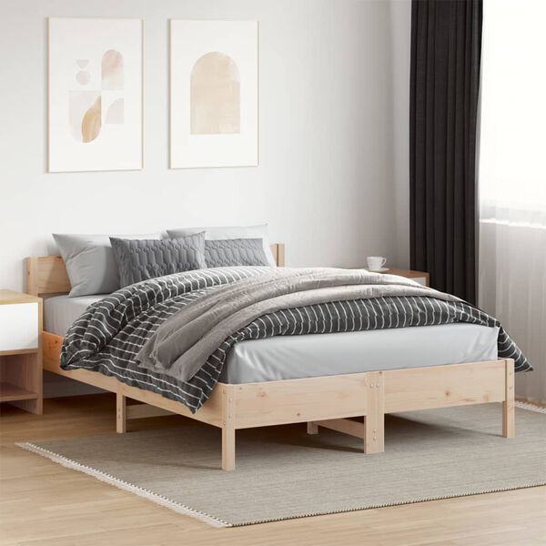 vidaXL Estructura de cama sin colchón madera de pino blanco 150x200 cm
