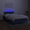 vidaXL Cama box spring con colch&oacute;n y luces LED tela azul 120x190 cm