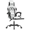vidaXL Silla gaming giratoria reposapi&eacute;s cuero sint&eacute;tico blanco negro