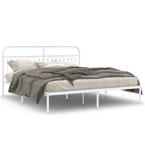 vidaXL Estructura cama sin colch&oacute;n con cabecero metal blanco 183x203cm