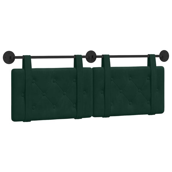 vidaXL Cabecera Colgante Verde oscuro 130 x 55 x 5 cm Terciopelo