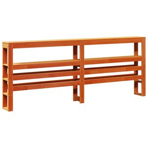 vidaXL Cabecero de cama con estantes madera maciza pino marr&oacute;n 200 cm