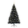 vidaXL &Aacute;rbol de Navidad Artificial Preiluminado Negro 180 cm PVC