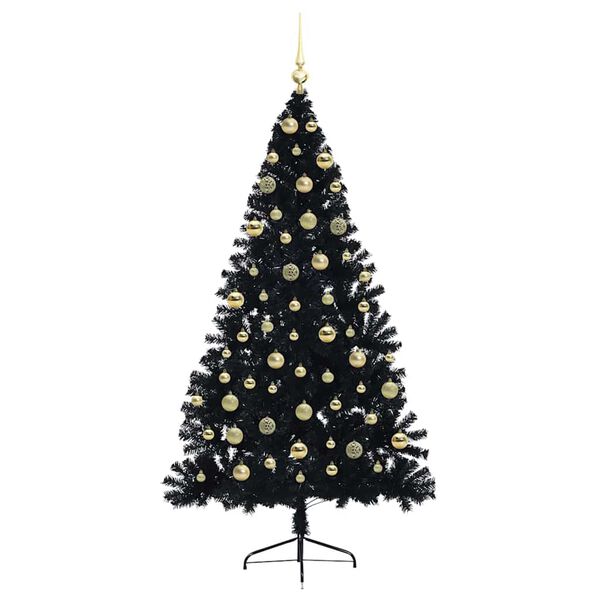vidaXL &Aacute;rbol de Navidad Artificial Preiluminado Negro 180 cm PVC