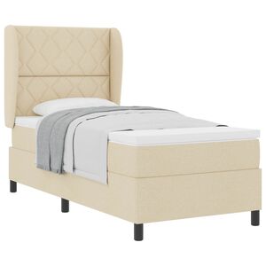 vidaXL Cama tipo Box Spring con cabecera Crema 100 x 200 cm tela
