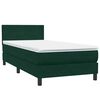 vidaXL Cama box spring con colch&oacute;n y LED terciopelo verde oscuro 100x220 cm