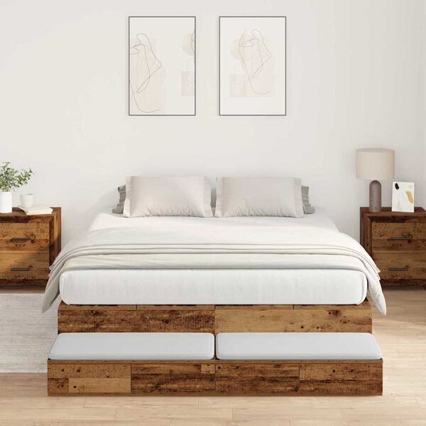 vidaXL Cama con almacenamiento con cajón Madera Vieja 150 cm