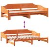 vidaXL Sofá cama nido madera maciza de pino marrón cera 80x200 cm
