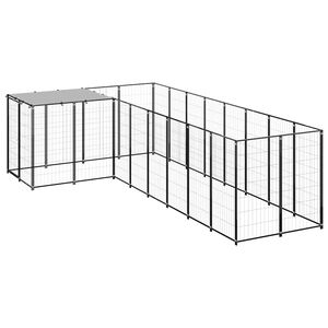 vidaXL Perrera negra 6,05 m&sup2; acero