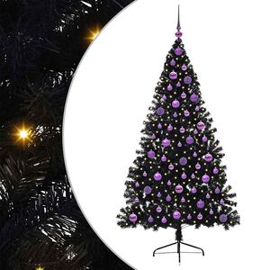 vidaXL &Aacute;rbol de Navidad Artificial Preiluminado Negro 180 cm PVC
