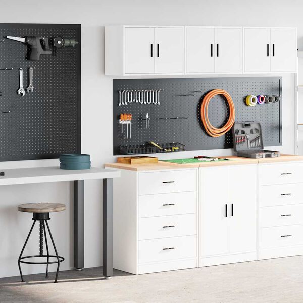 vidaXL Armarios 2 uds para garaje madera de ingeniería blanco