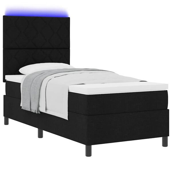 vidaXL Cama tipo Box Spring con colch&oacute;n Negro 100 x 200 cm tela