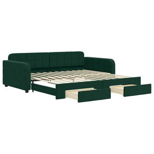 vidaXL Sof&aacute; cama nido con cajones terciopelo verde oscuro 100x200 cm